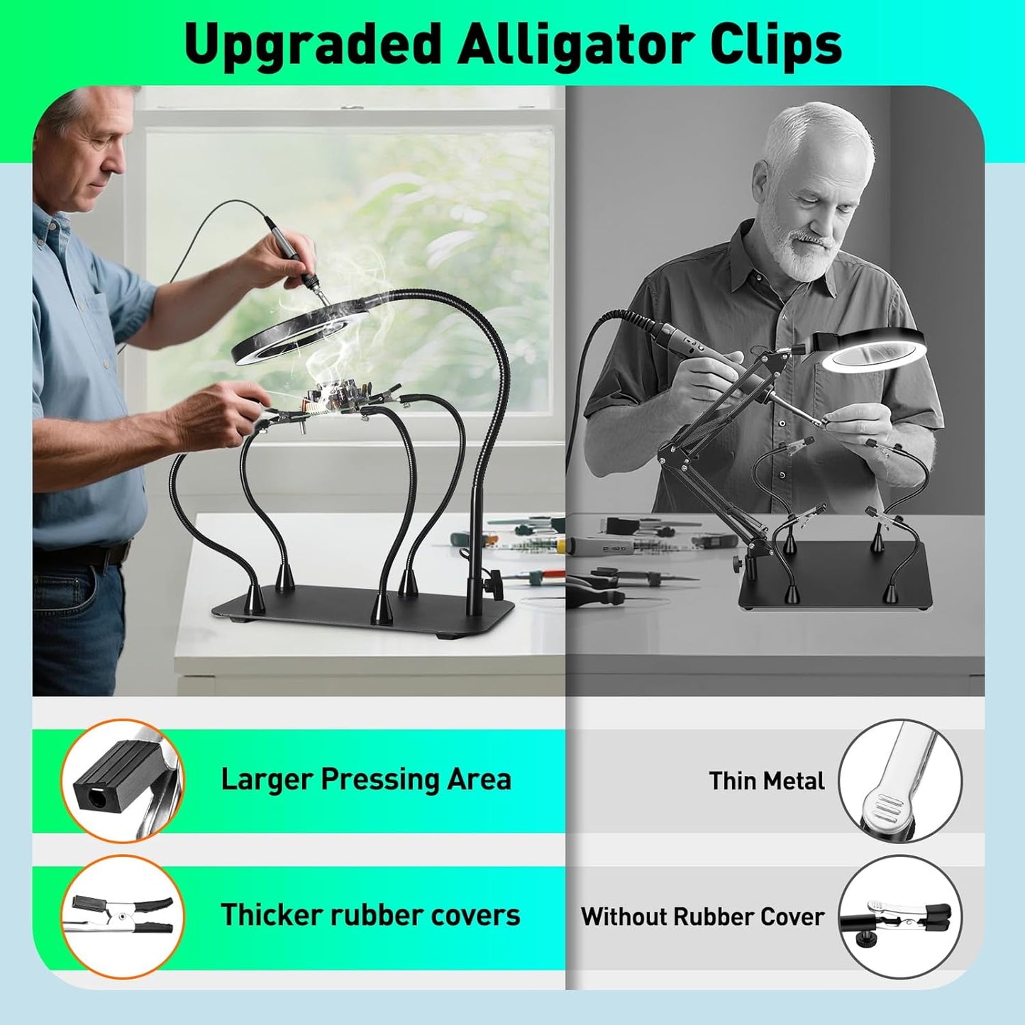 30X/12X LED Magnifying Glass with Light & Stand - Dimmable Soldering Helper for Crafts & Repairs