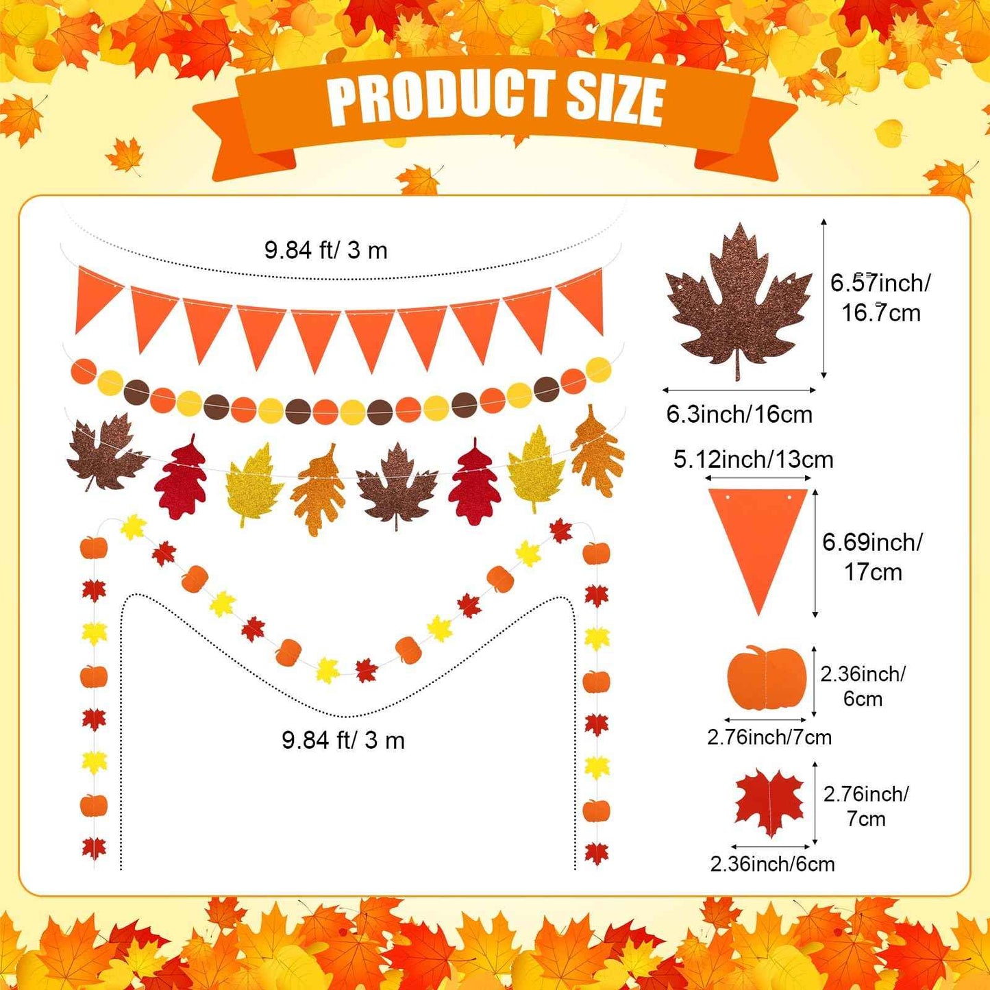 Yexiya 18 Pcs Fall Party Decoration Includes Fall Paper Lanterns Autumn Paper Fans Pompoms Maple Leaf Garlands Flower Balls Hanging Ceiling Decorations for Thanksgiving Harvest Wedding