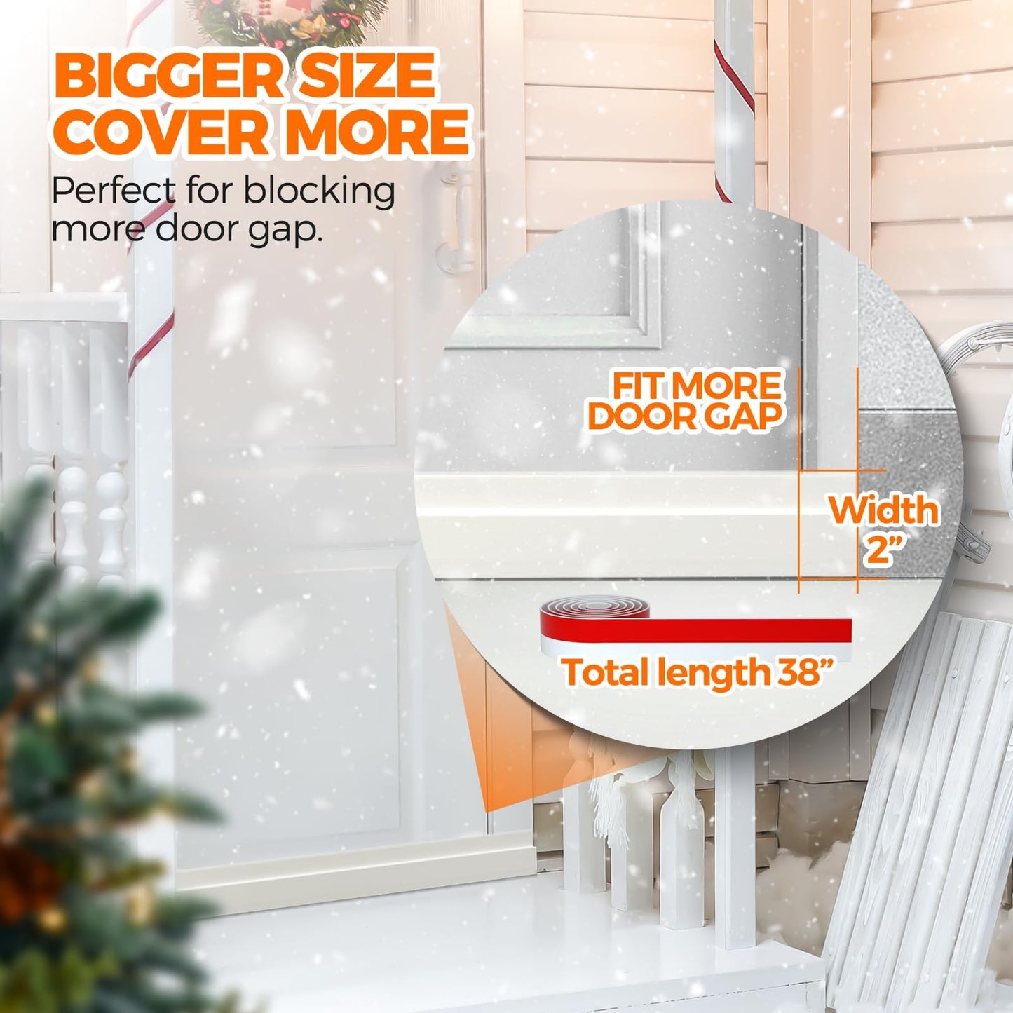 Holikme Door Draft Stopper Weather Stripping Door Seal 38 inch, White