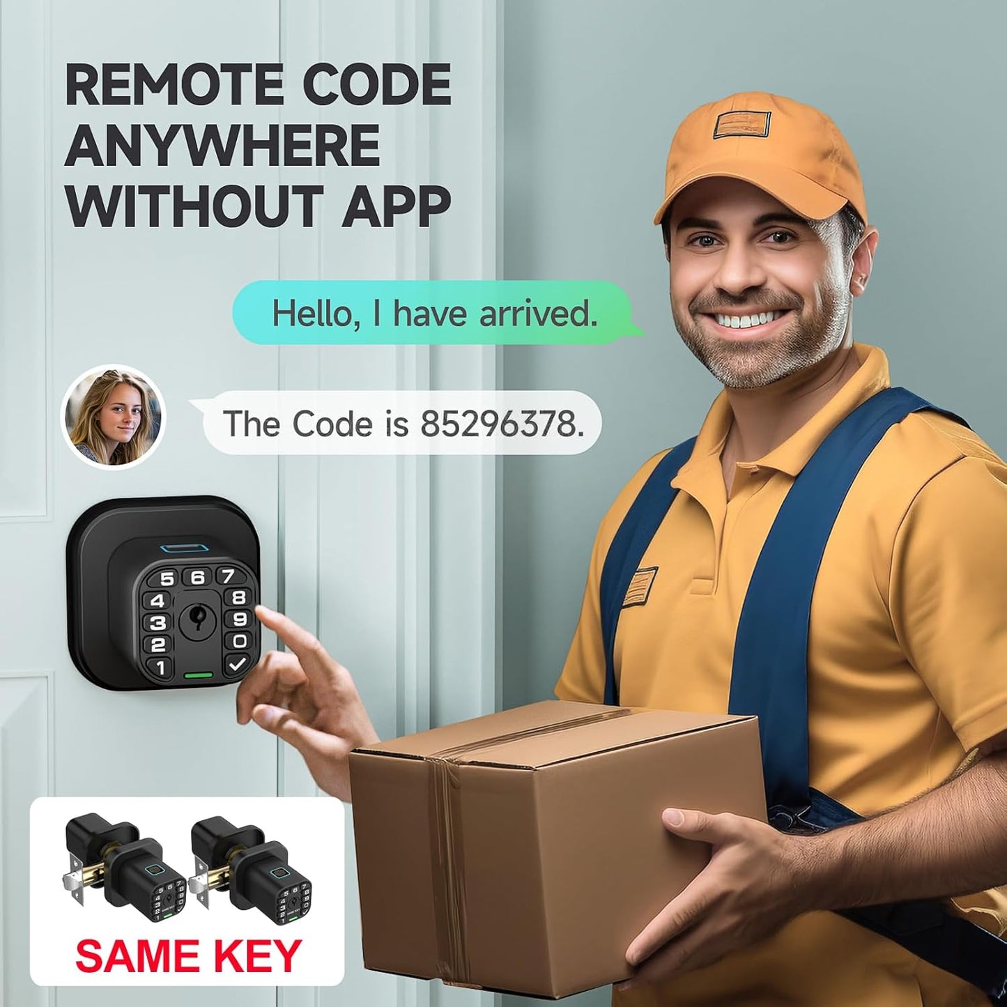Smart Biometric Fingerprint Door Lock with Keypad - Keyless Entry, Waterproof, Auto Lock - Matte Black