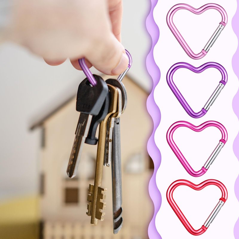 Shimeyao 40 Pcs Heart Keychain Clips Bulk, Aluminum Alloy Snap Heart Shaped Carabiner for Backpack Outdoor Camping Hammock Traveling