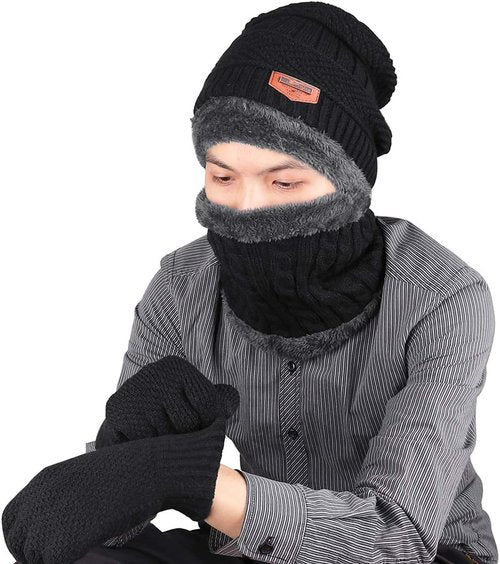 KRATARC Winter Warm Scarf & Beanie Hat Set - Knit Gloves & Neck Gaiter for Men & Women