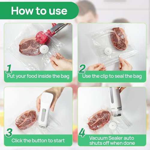 Compact Vacuum Sealer - Portable Cordless Handheld Food Preservation Machine | Includes 30 Reusable Bags