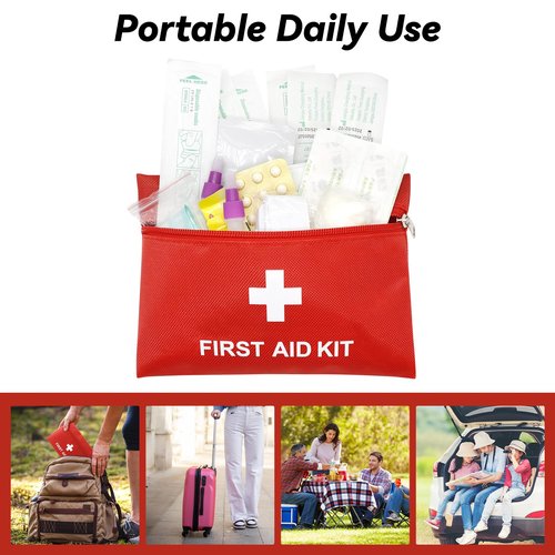 Faylapa 12Pcs Mini Empty First Aid Bag, 7.87x5.51 inches Mini Outdoor First Aid Kit Pouch, Travel Portable Medical Emergency Bag for Travel, Home, Office, Car, Camping, Outdoor