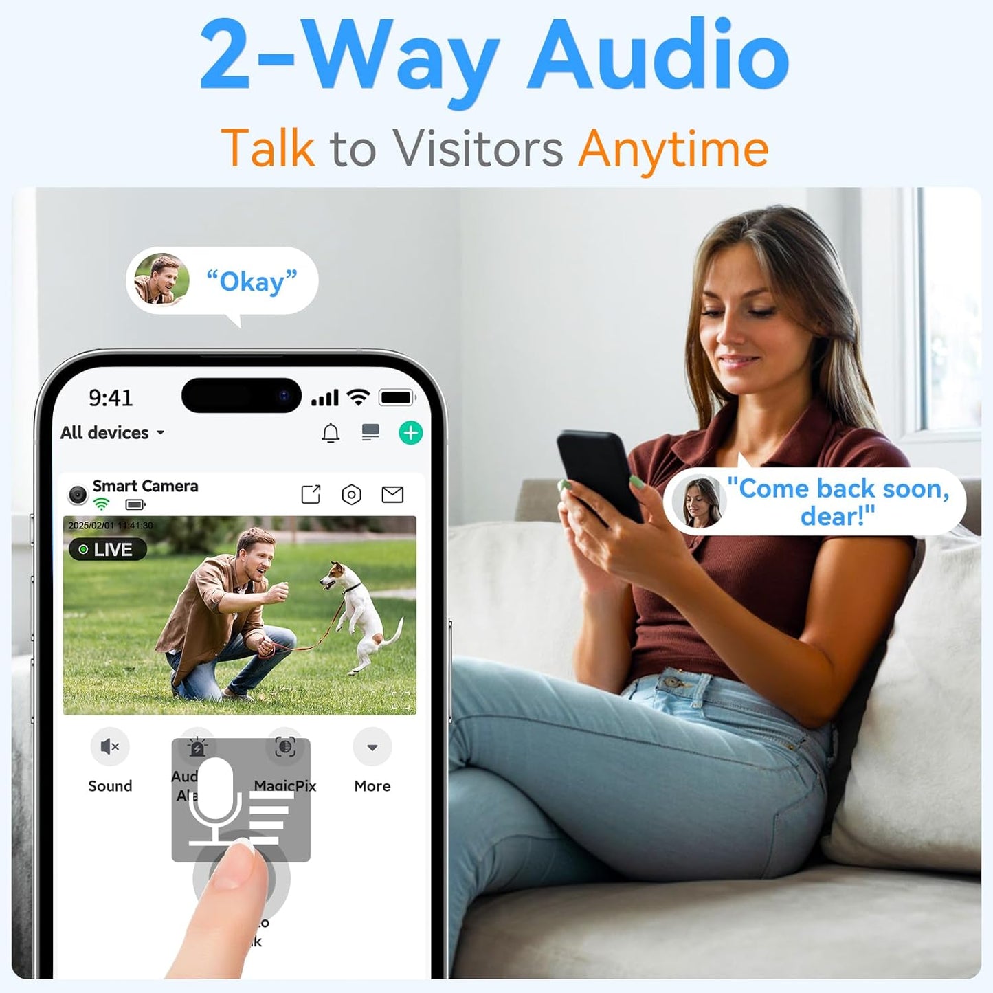 Wireless 2K HD Magnetic Security Camera - AI Motion Detection, 2-Way Audio, Night Vision