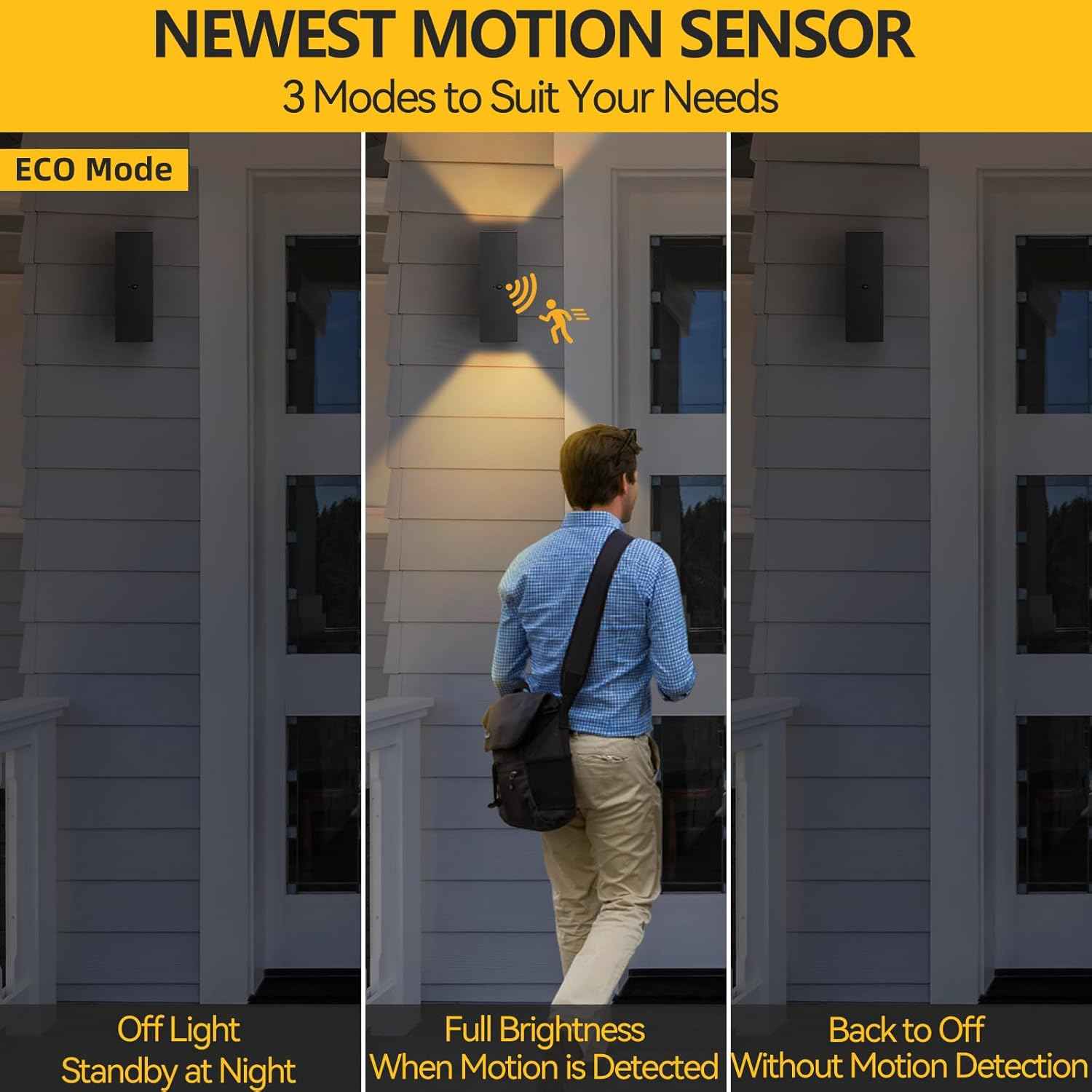 Modern Outdoor Wall Lights - Dusk to Dawn Square Matte Black Sconce with Bulbs, Aluminum Anti-Rust Up & Down Lighting for Porch & Garage