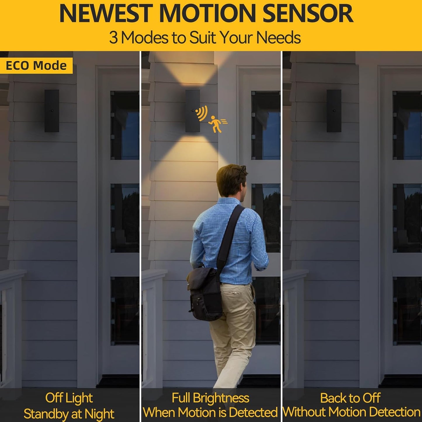 Modern Outdoor Wall Lights - Dusk to Dawn Square Matte Black Sconce with Bulbs, Aluminum Anti-Rust Up & Down Lighting for Porch & Garage