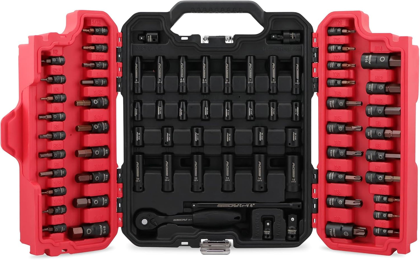 36-Piece Hex Bit Impact Socket Set with Adapters - SAE & Metric, Heavy Duty Storage Case