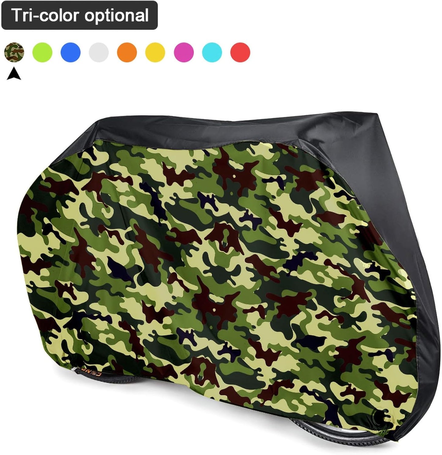 Roctee Waterproof Bicycle Cover - Wind & Rain Protection for XL Mountain & Road Bikes | Black & Camo, 78.7''L x 27.6''W x 43.3''H