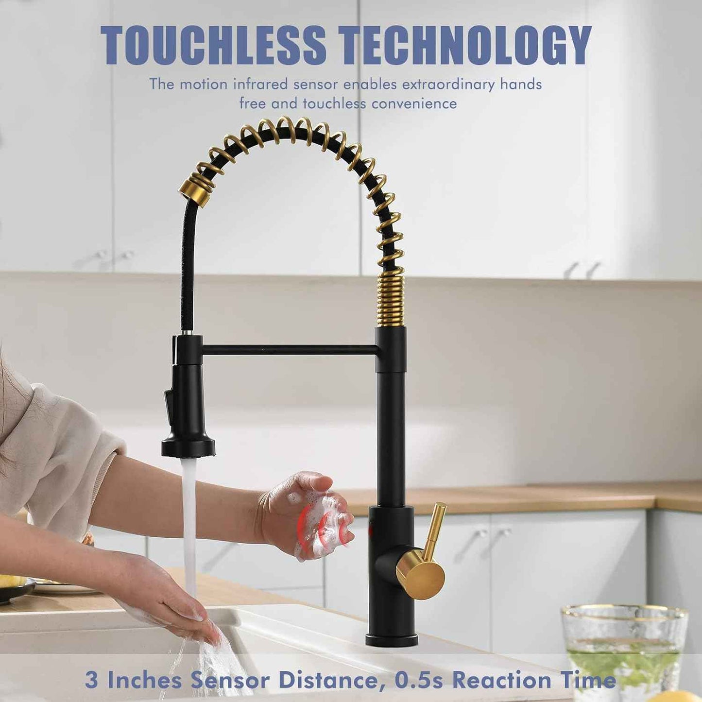 Matte Black Kitchen Faucet with Soap Dispenser - Commercial Single Handle Pull Down Sprayer