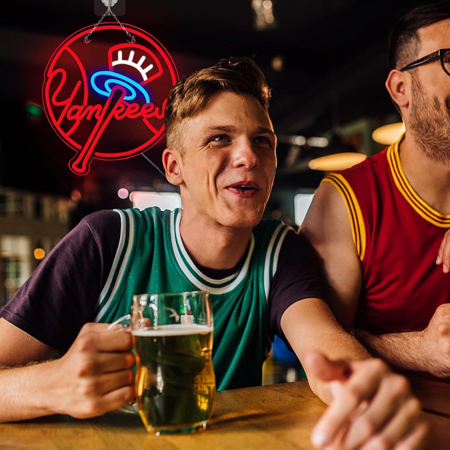 New York Yankees Neon Wall Sign - LED Baseball Team Decor for Man Cave & Bedroom, 13x15 Inch, Perfect Birthday & Christmas Gift