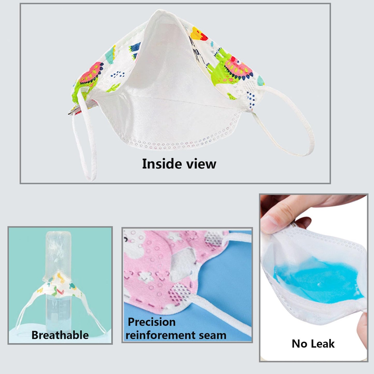 Face Mask for Kids 50 PCS, 4 Layer Disposable Face Masks with Designs for Children, Cute Face Masks, Clouds Print