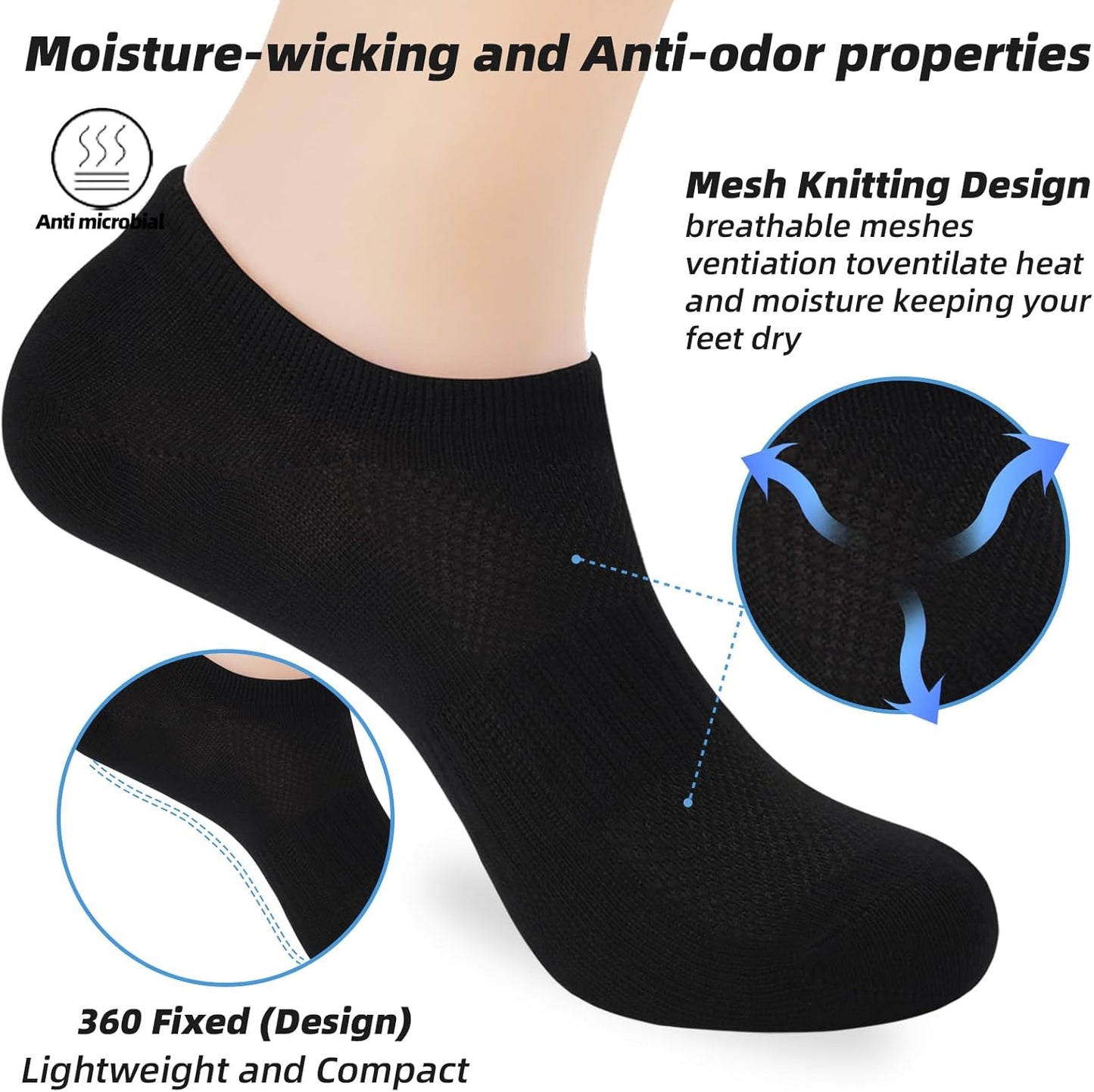 Skiennix No Show Socks - Low Cut Ankle Athletic Socks for Men & Women | Anti-Slip Invisible Liner