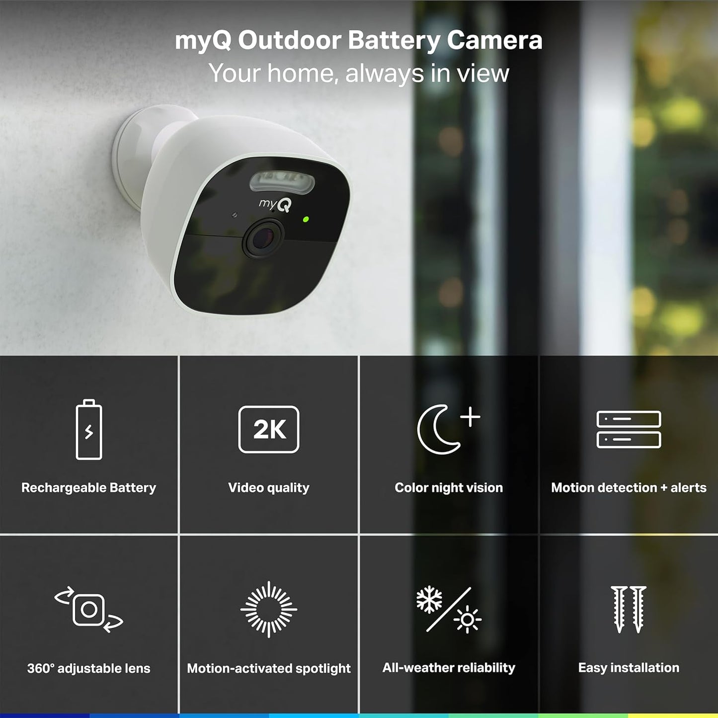 myQ Smart Outdoor Wired Camera by Chamberlain – Home Security with HD Video