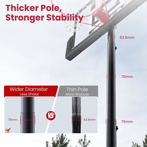 Feelwin Basketball Hoop - Portable Outdoor Goal with Adjustable Height for Youth & Adults | Sturdy Base
