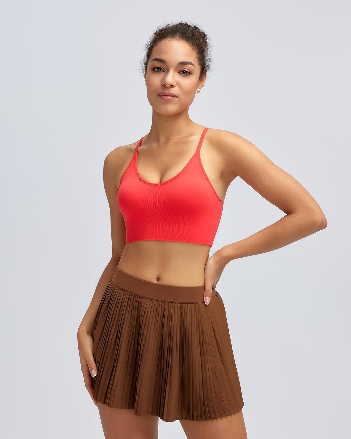 RUNNING GIRL Sports Bra - Seamless Crisscross Back Design with Medium Support & Removable Pads