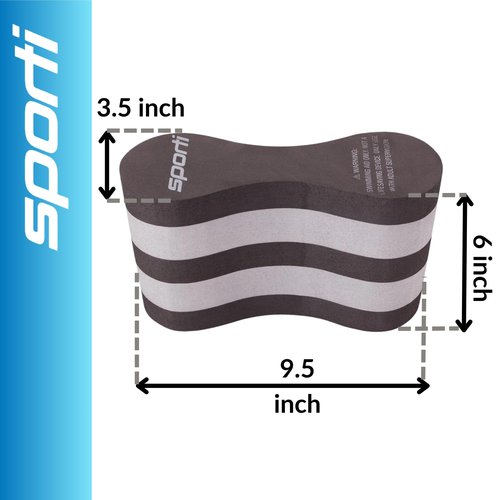 Sporti Pull Buoy for Women & Men Competitive, Swim Trainer Gears, Swim Buoy for Lap Swimming, EVA 5-Layer Pull Buoy Leg Float - Black/Grey