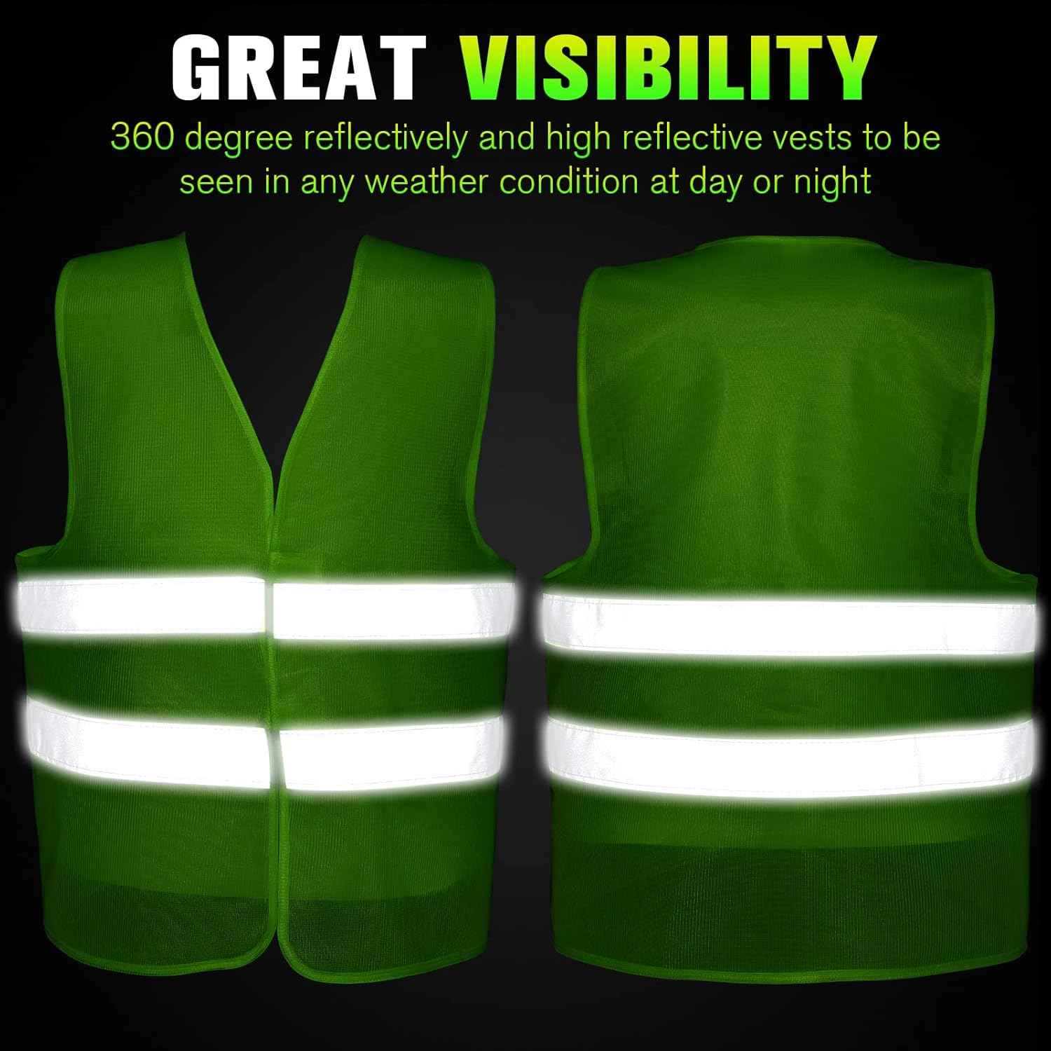 High Visibility Reflective Safety Vest for Men & Women - Bulk Security Mesh Vest for Work, Cycling & Running