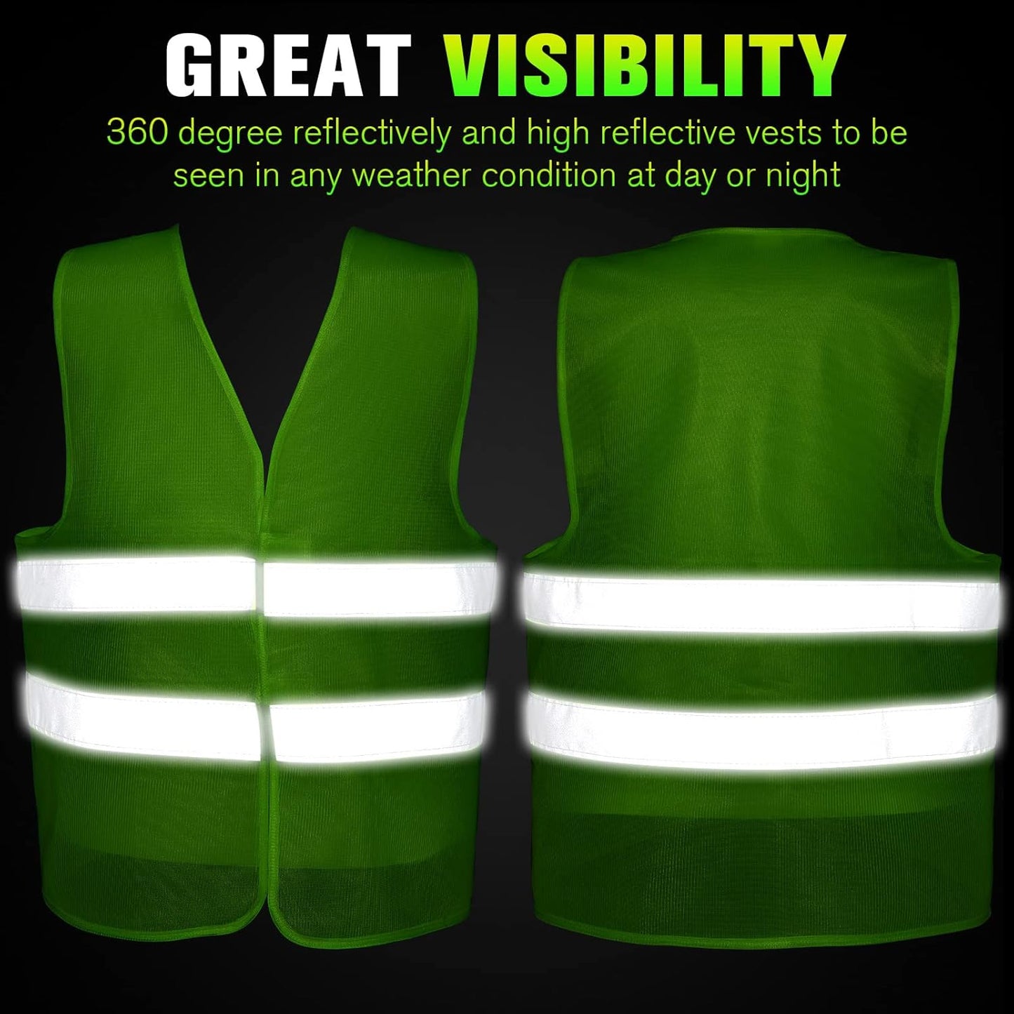 High Visibility Reflective Safety Vest for Men & Women - Bulk Security Mesh Vest for Work, Cycling & Running