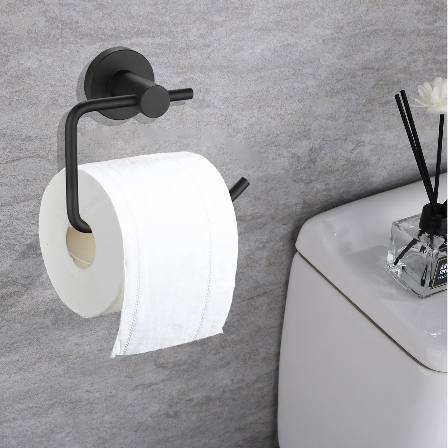Toilet Paper Holder, Premium 304 Stainless Steel Paper Towel Holder, Toilet Paper Roll Dispenser Bathroom 5.5" TP Holder for Kitchen Washroom (Matte Black)