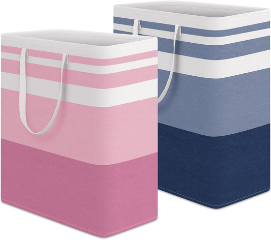 Waterproof 100L Laundry Basket Set - Collapsible Freestanding Hamper with Extended Handles - 2-Pack Gradient Grey for Clothes & Toys