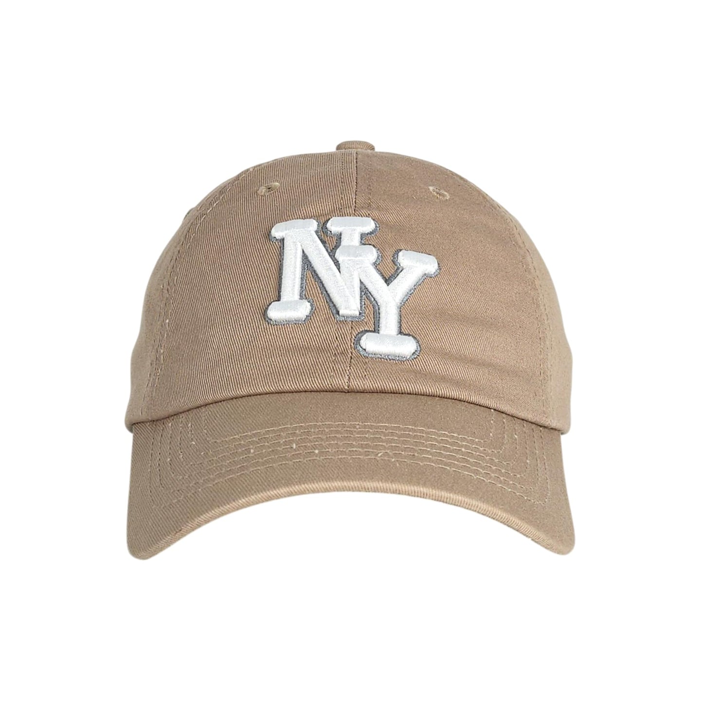 NY 3D Embroidered Cotton Dad Hat – Classic New York Baseball Cap, Adjustable Metal Buckle Strap, Unstructured Low-Profile Style - Dad Hat Khaki