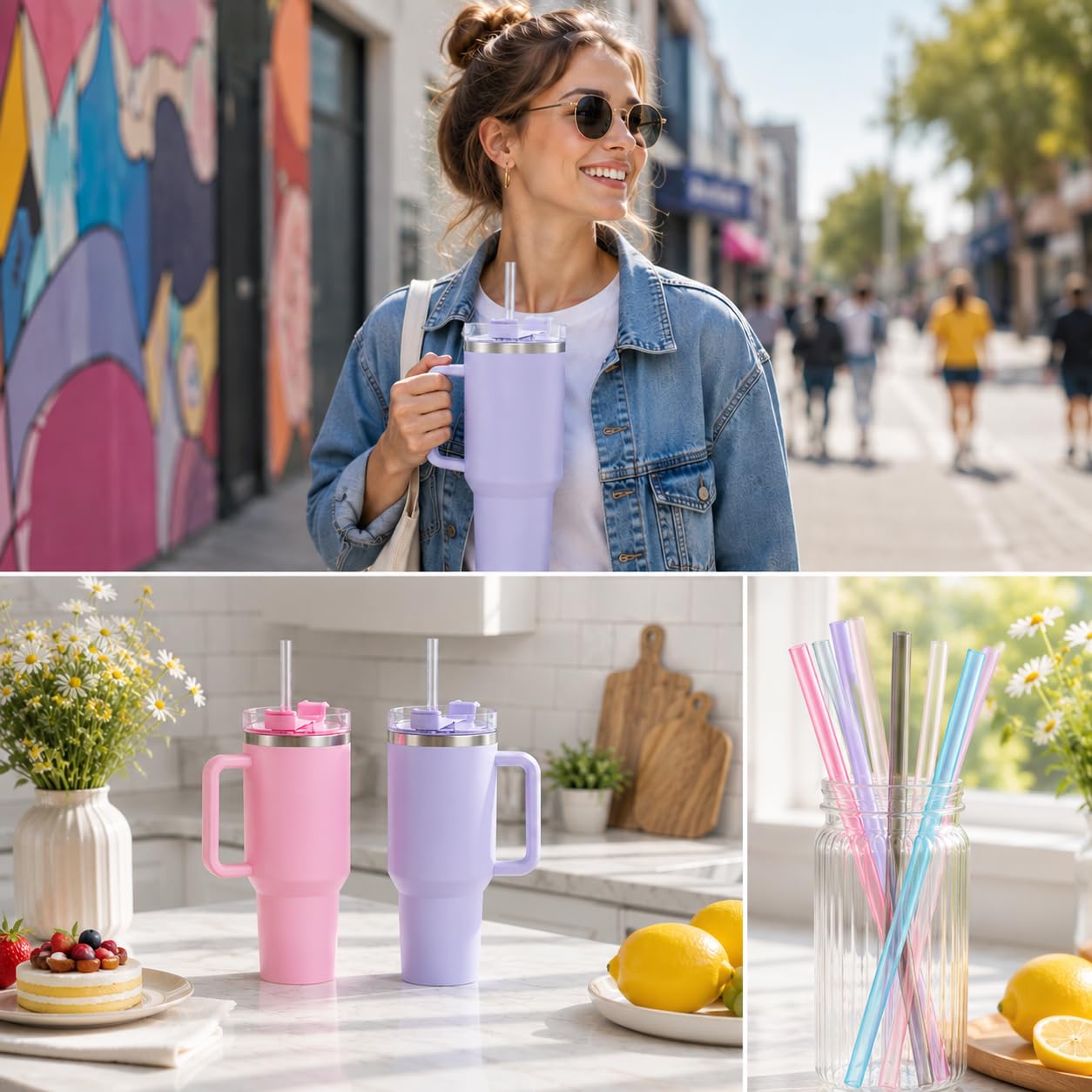 Replacement Straw Compatible with 40 oz Stanley Quencher Tumbler, 12 Inch Extra Long Reusable Plastic Straws for 40 Oz Cup, White-6 Pack