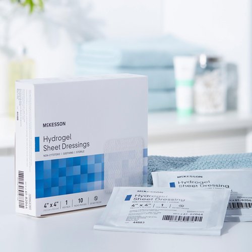 McKesson Hydrogel Sheet Dressing, Sterile, 4 in x 4 in, 10 Count