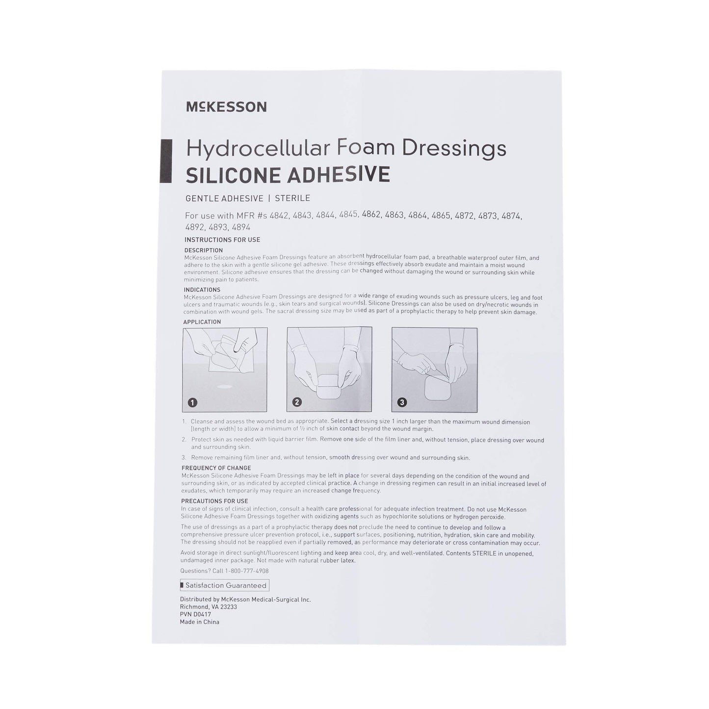 McKesson Hydrocellular Foam Dressings, Sterile, Silicone Adhesive with Border, Dimension 4 in x 4 in, Pad 3 in x 3 in, 10 Count, 1 Pack