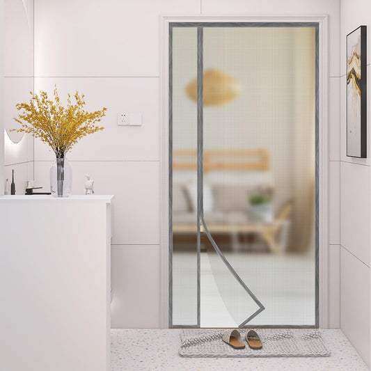 Magnetic Screen Door,Reversible Left or Right Side Opening,Silver Grey Mesh Door Screen Magnetic Closure,Keep Bugs Out, Tear-Resistant, Pet and Kid Friendly, Fits Door Size 38" x 82"