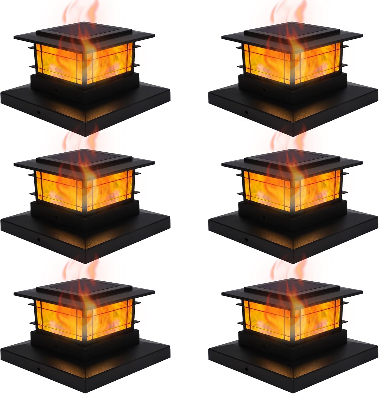 Solar Post Cap Lights - 6 Pack Outdoor Fence Lights for 4x4, 5x5, 6x6 Posts - Bright Warm White LED Decor for Garden & Patio