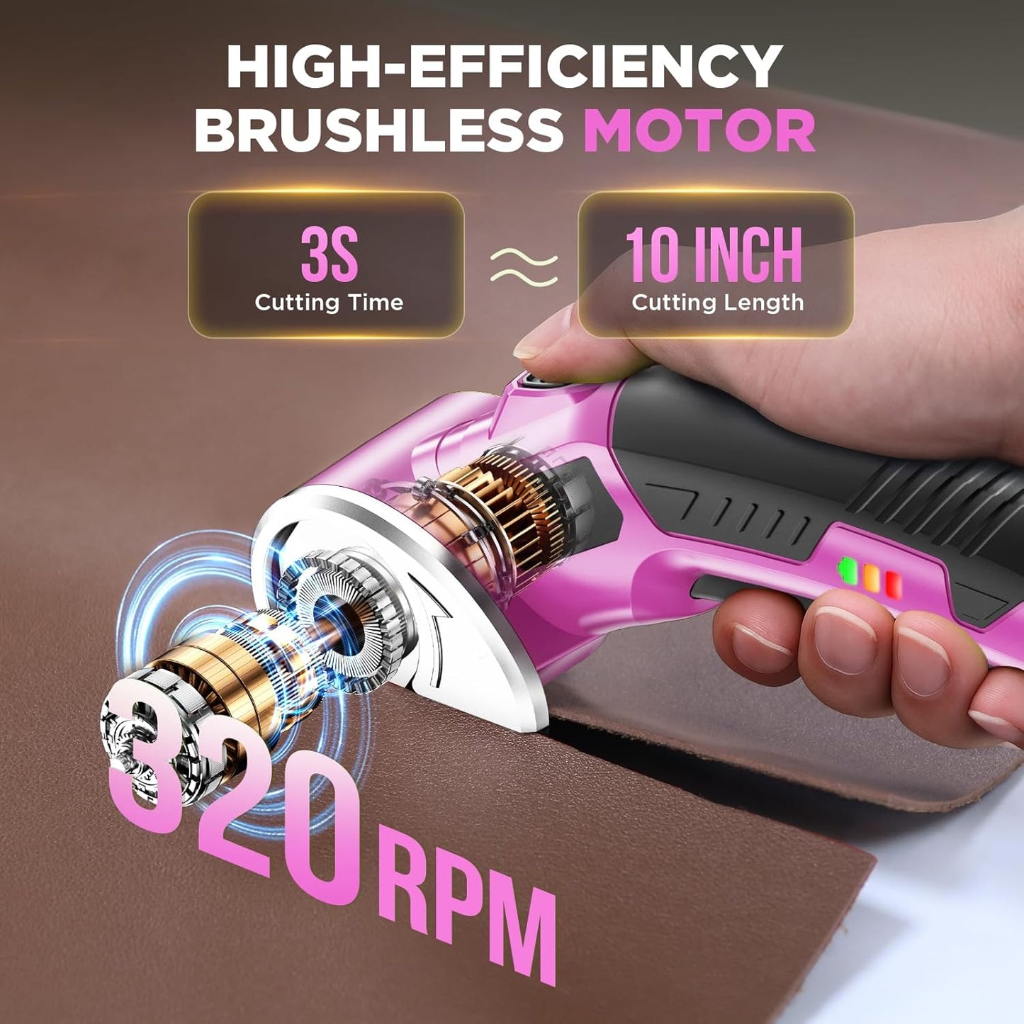 Rechargeable Cordless Electric Scissors - 4V Rotary Cutter with LED Light & 2 Blades for Fabric, Cardboard, and Plastic