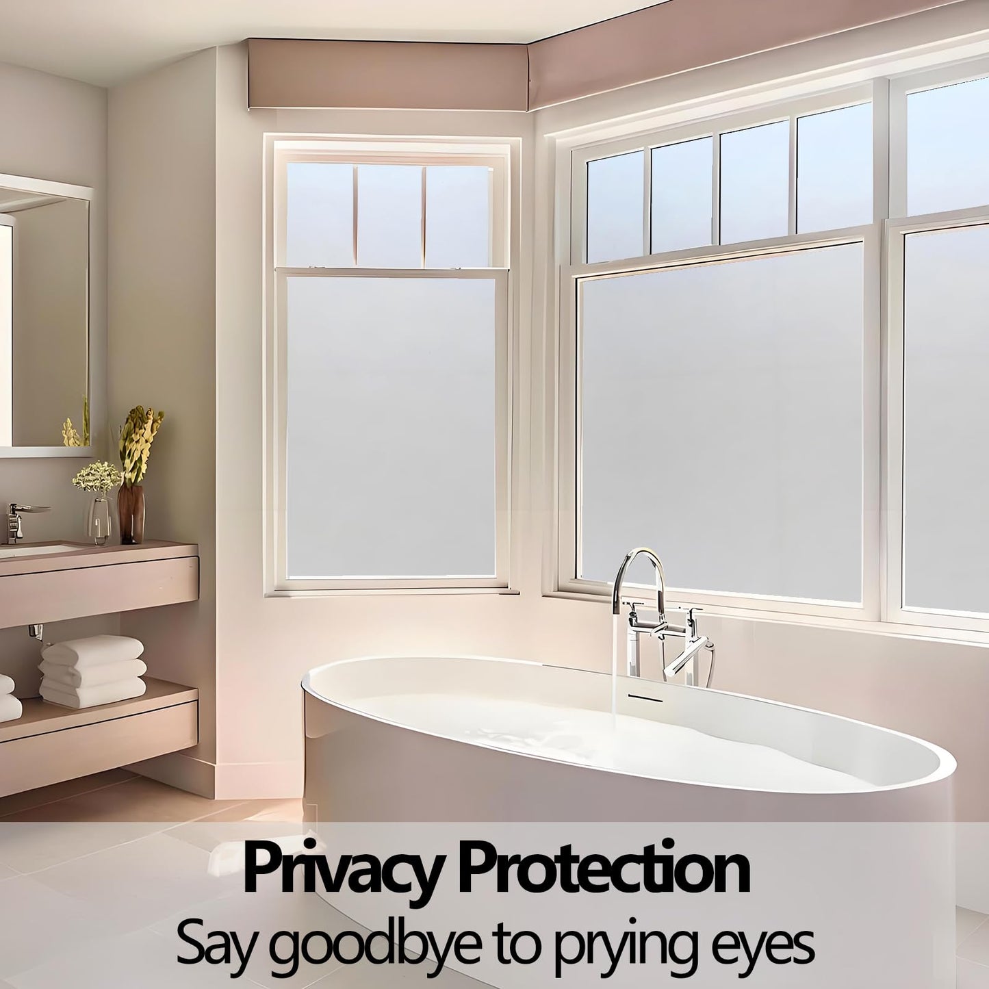 ZHMRROAD Frosted Glass Window Privacy Film Removable Heat Blocking UV Protection Static Cling Window Film for Bathroom Home Door Office Pure 17.5 x 78.7 Inches