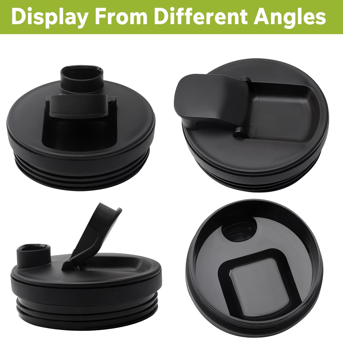2Pcs Replacement Part Lids for Ninja Blender, 3.35" Inner Diameter, Sip Seal Spout Lids Compatible with Ninja 18oz 24oz 32oz Cups, Fit for Ninja Auto-IQ BL450 BL480 BL490 BL640 BL680 BN400 BN750 BN800