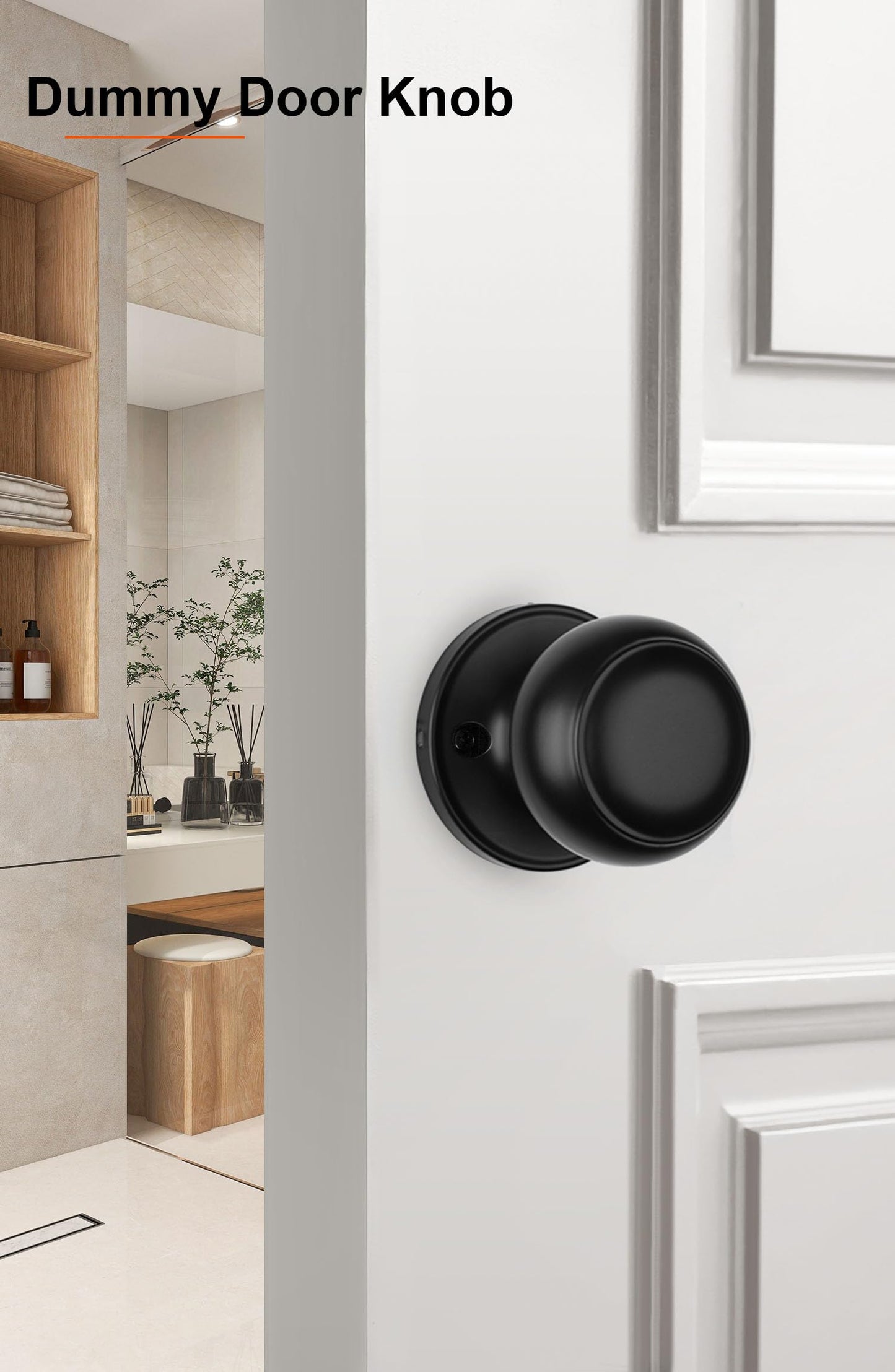 Haidms 1 Pack Black Dummy Door Knob, Half Matte Black No-Turning Dummy Closet Doors Single-Sided Door Locks (2 Pieces/1 Pair)