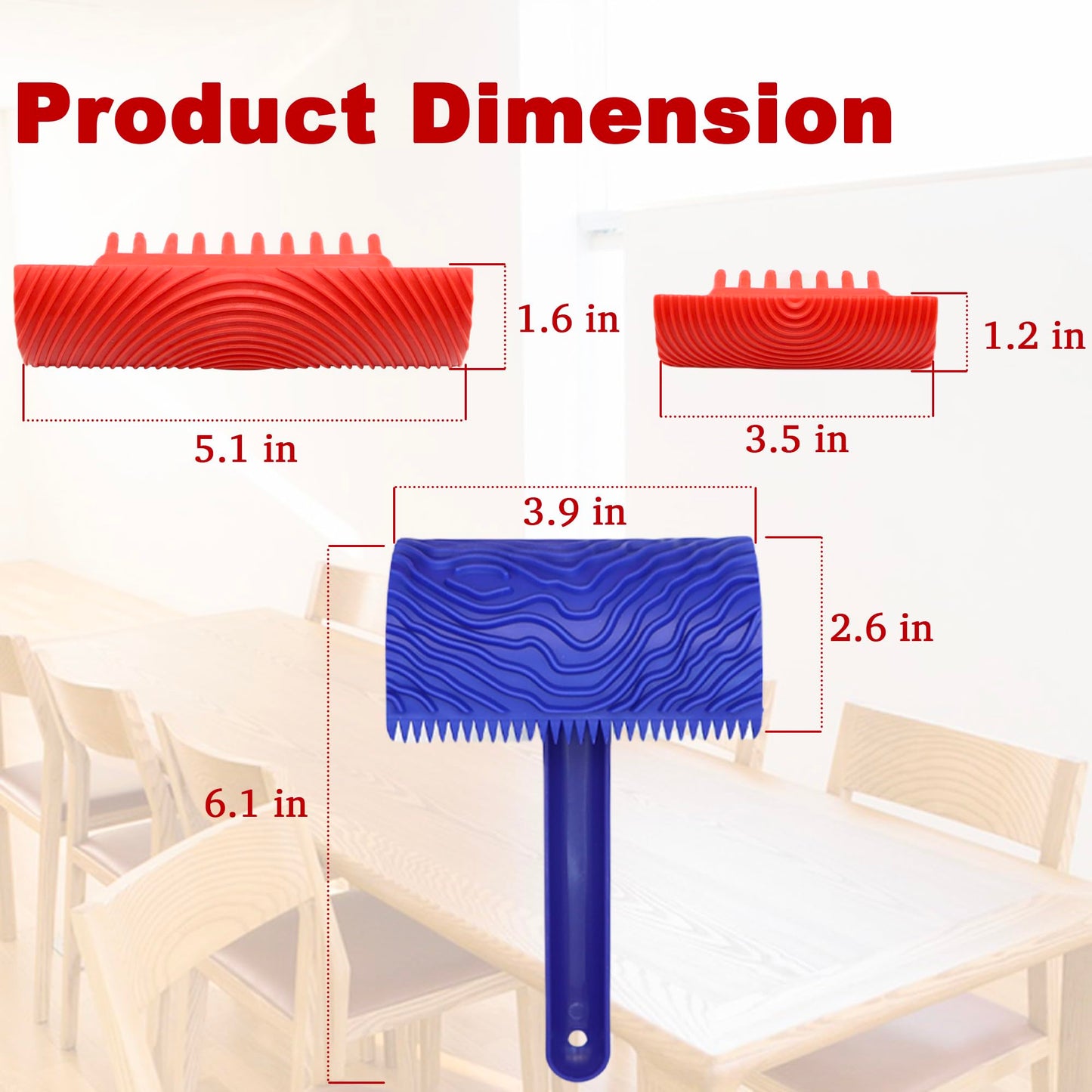 LUTQ 3 Pack Wood Grain Tool -Natural Woodgrain Maker for Decorative Painting Premium Wood Graining Tool Set Enhance Your DIY Projects with Wood Grain Patterns