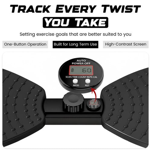 AMAVIK Waist Twister Machine Exercise with Smart Digital Counter, Double Anti-Slip Platform, Noiseless Design, 330lbs Capacity – Core Align Twist Board & Ab Waist Twister for Home Exercise - Black