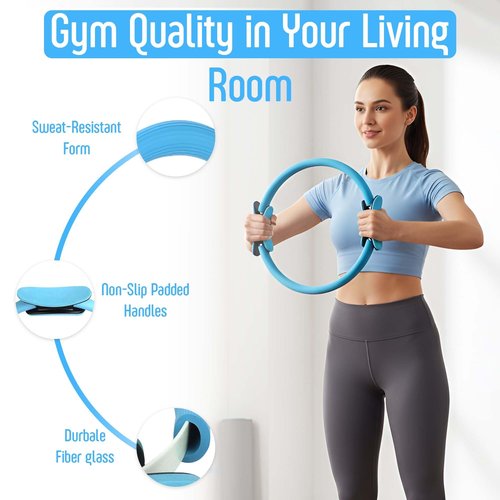 AMAVIK Pilates Kit 15-Piece Home Workout Set with 5 Resistance Bands, Pilates Ring and Ball Sets with Accessories β Complete Pilates Equipment for Women, Flexibility & Balance Training, Purple-Blue