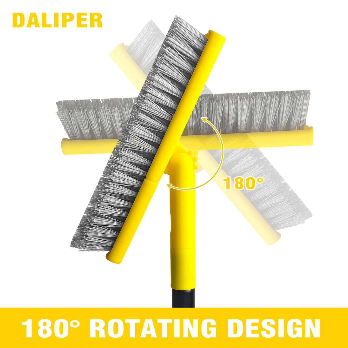 DALIPER 2 in 1 Grout Brush with 49.6" Long Handle, Swivel Grout Cleaning Brush V-Shape Grout Line Scrubber, 180°Rotatable Shower Tile Scrub with Stiff Bristle for Deep Cleaning Shower and Corner