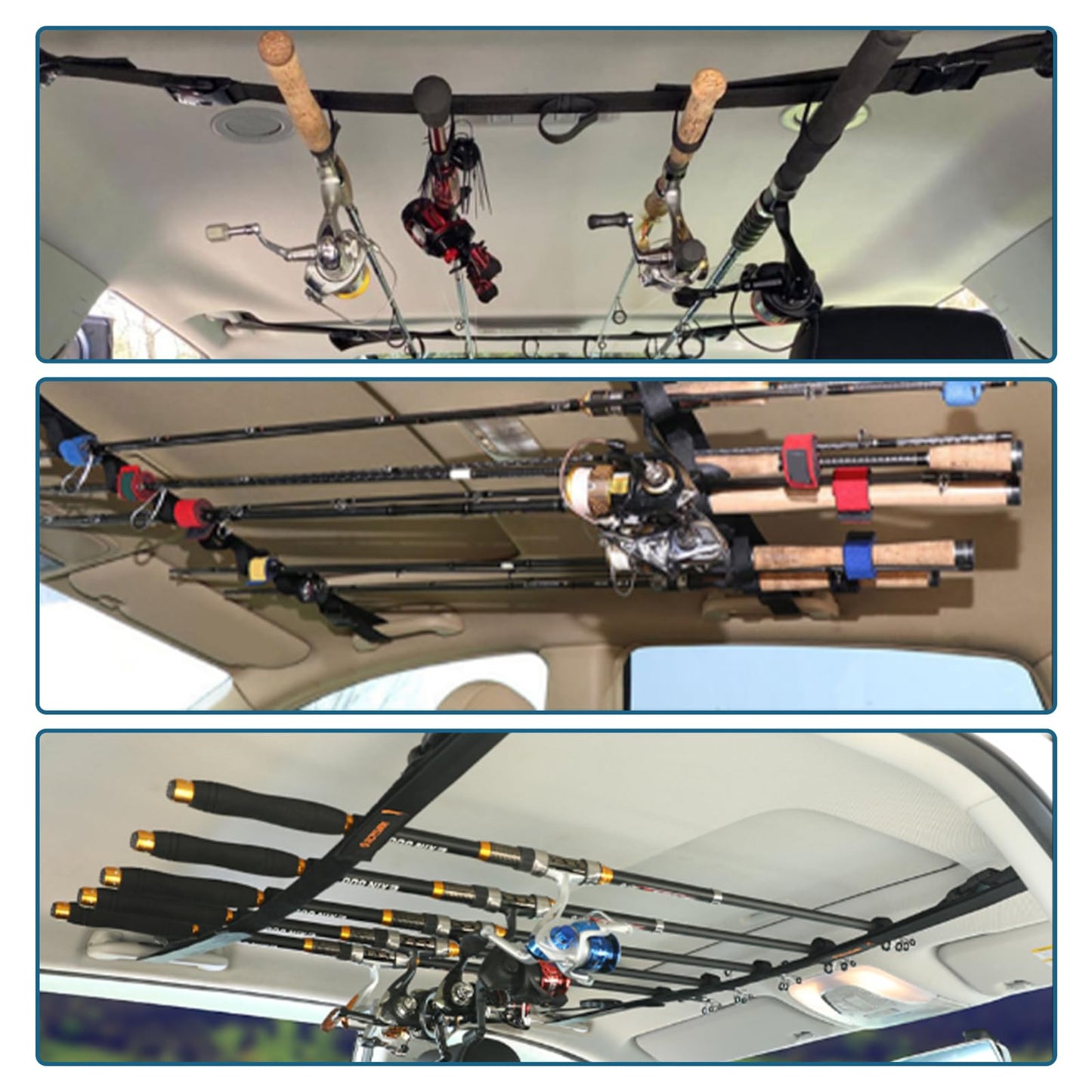 Shine123 Vehicle Fishing Rod Holder Strap, Outdoor Rod Racks Accessories for SUV, Wagons, Wrangler, 2 Pcs