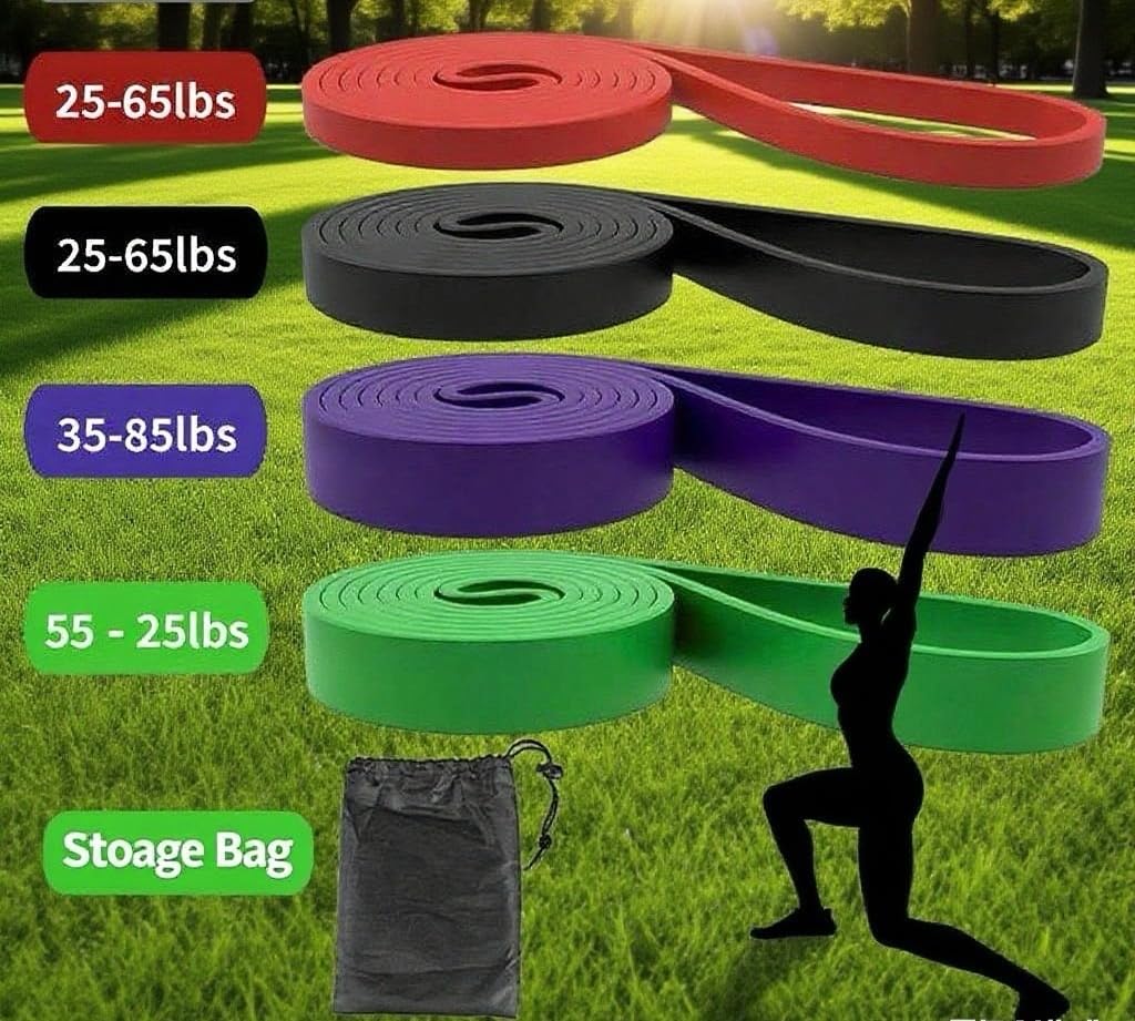 Resistance Bands Set for Pull-Up Assistance & Full-Body Workouts – 4 Levels, Durable Bands with Door Anchor & Carry Bag, Ideal for Strength Training, Muscle Building & Physical Therapy (Men/Women)