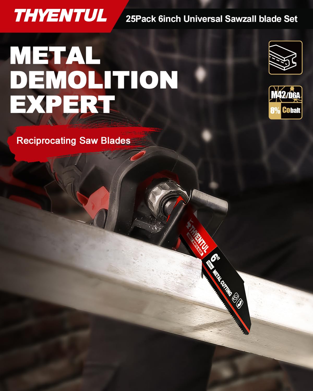 25-Pack 9-Inch Bi-Metal Reciprocating Saw Blades - 14/18 TPI for Medium Metals
