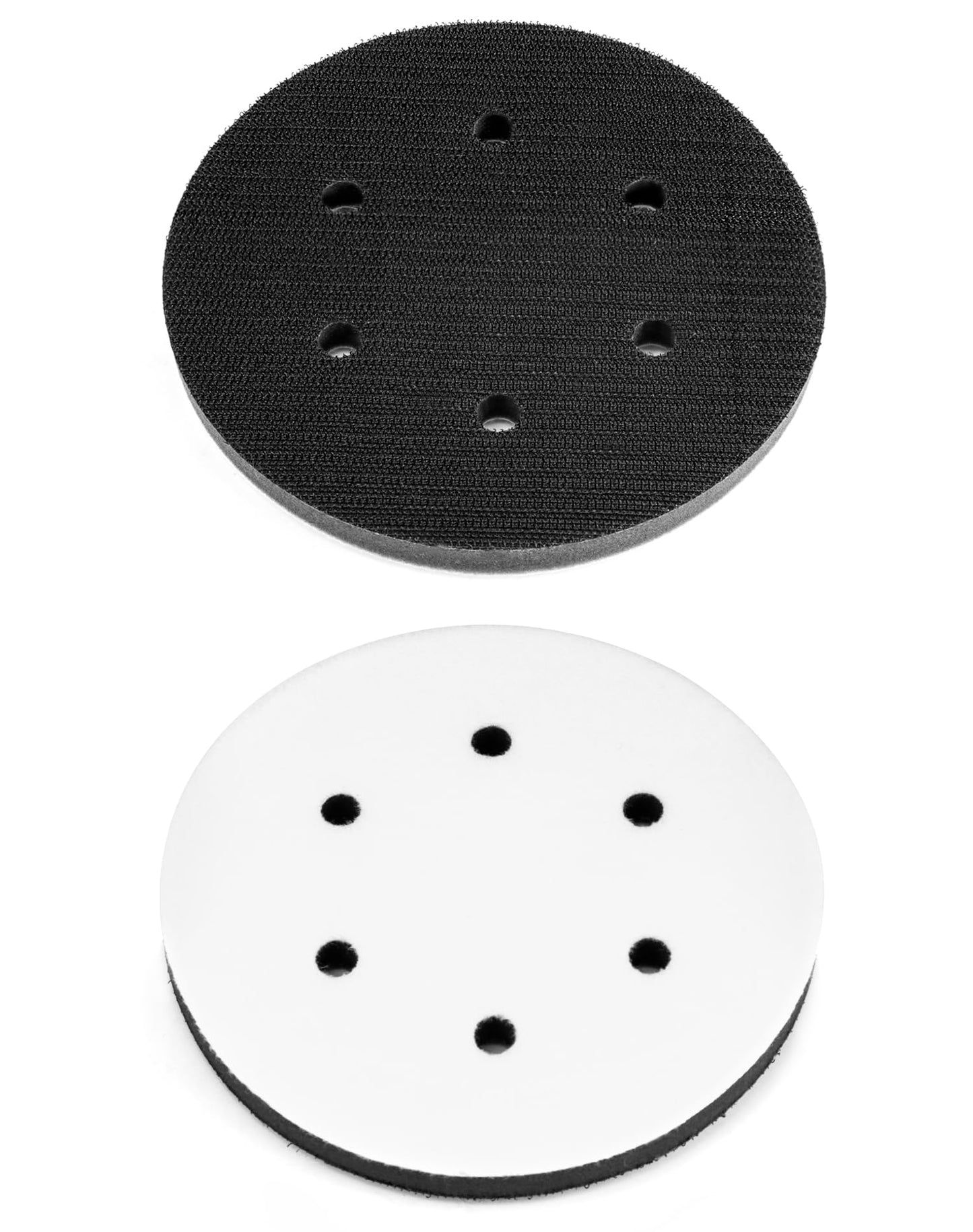 QWORK 6-Inch Hook and Loop Sanding Pad Interface, Durable Sponge Construction, 5 Pack - Compatible with Random Orbital Sanders, Ideal for Metal, Wood, Ceramics, Glass, Automotive, and Marine Polishing