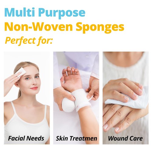 Jointown Non-Woven Gauze Sponges - 4-Ply, 4" x 4" All-Purpose Non-Sterile Highly Absorbent Dental Gauze Wound Care for First Aid Kit/Medical Facilities, 200 Count × 2 Pack (400pcs)
