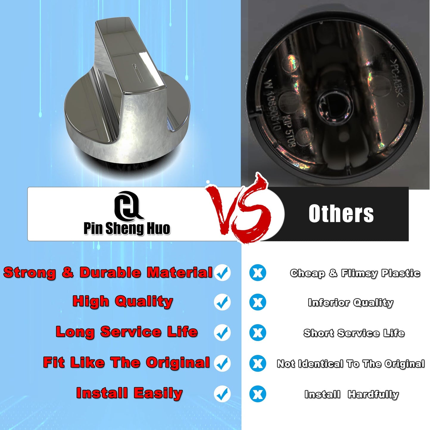 Upgraded W11366438 Whirlpool Replacement knobs.Gas Range Stove Control knobs Replacements.Gas cooktop Burner Parts.Electric Universal Stove Parts.Compatible for Whirlpool Stove Oven W11084623(1PCS)