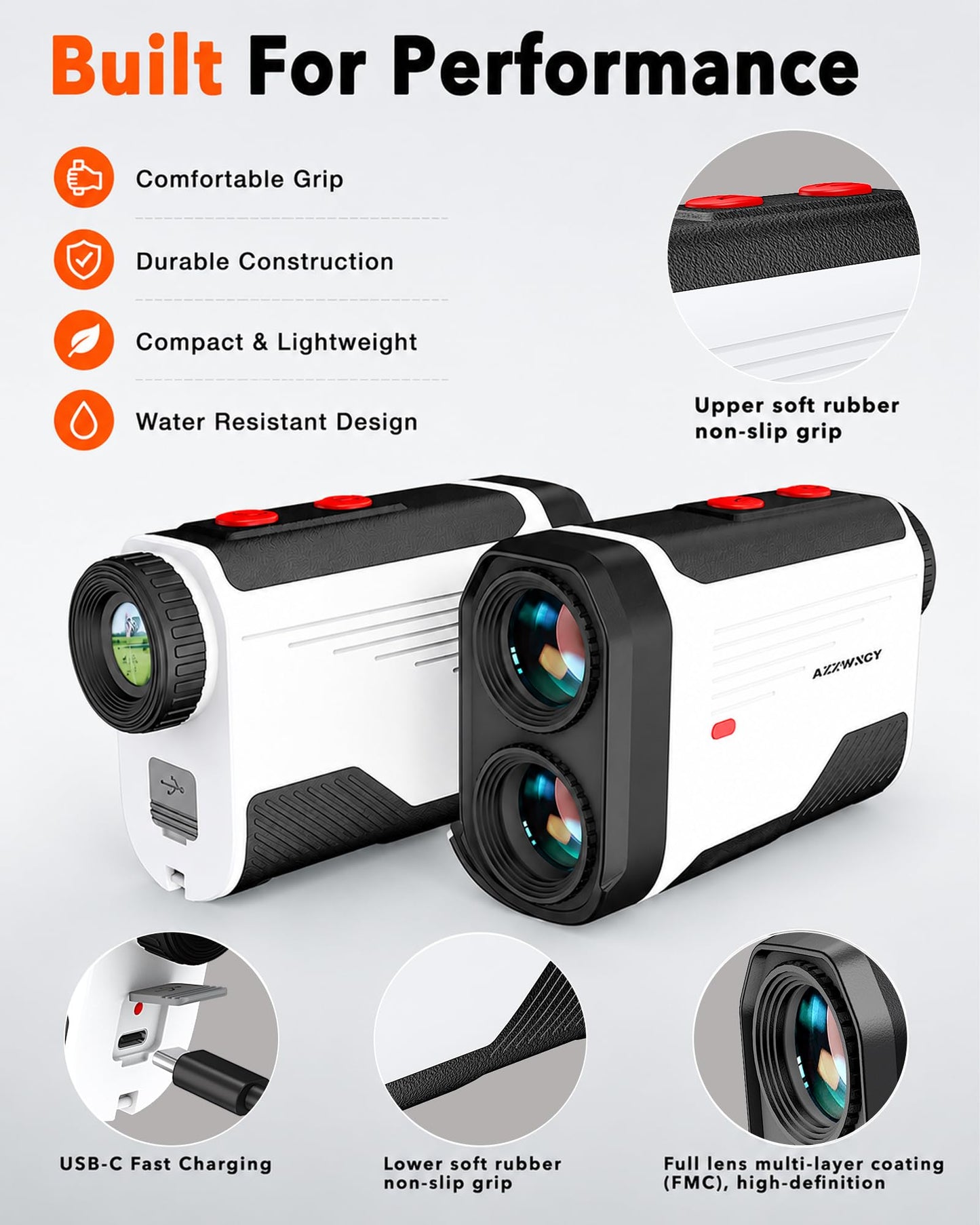 Golf Rangefinder with Slope, 1500 Yards Laser Range Finder with Flag Lock Vibration, 7X Magnification, Rechargeable Golf Rangefinder with Magnetic Mount, Fast Accurate Distance for Golf & Hunting