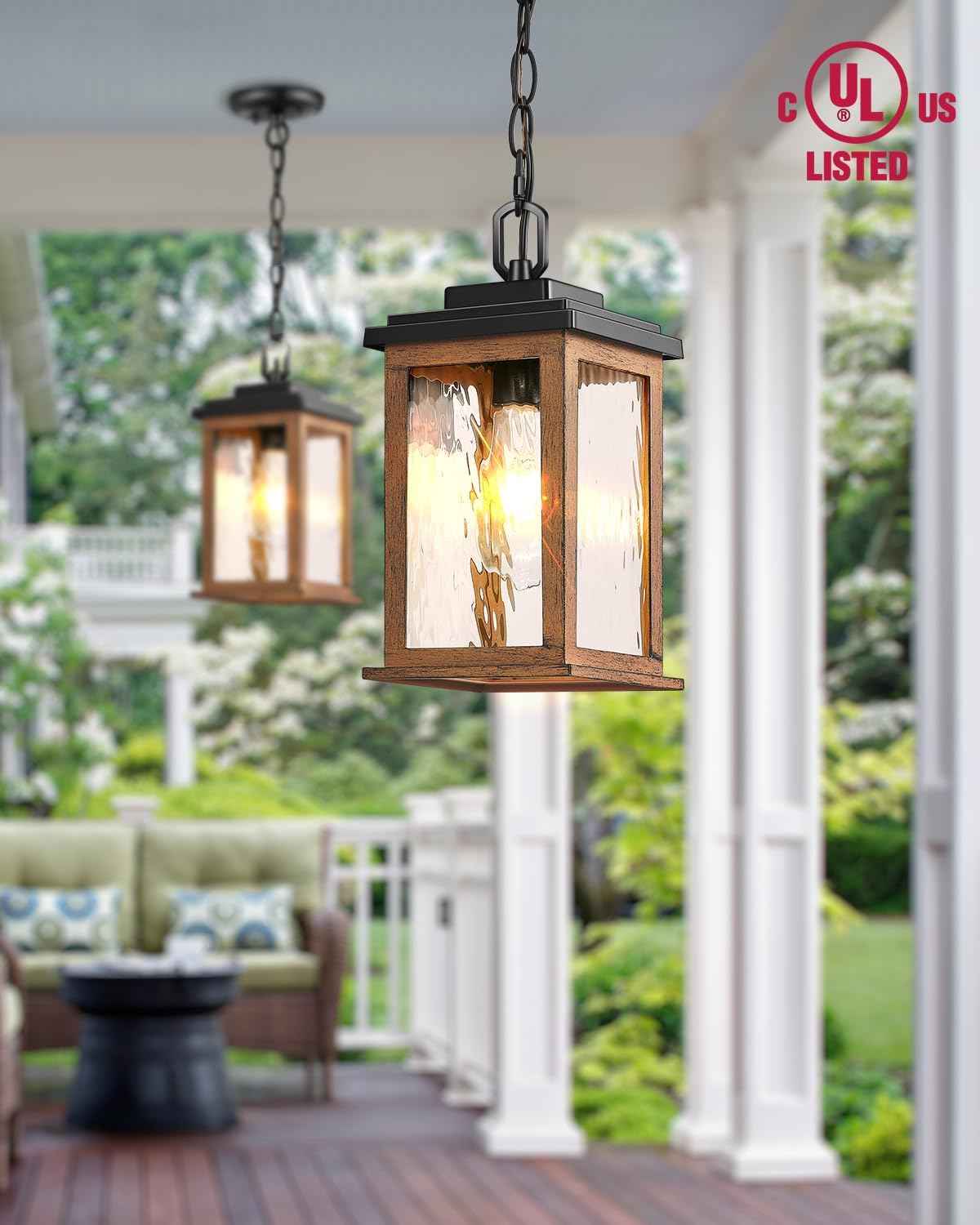 Outdoor Pendant Light - Oil Rubbed Bronze Chandelier for Porch & Patio, Adjustable Chain