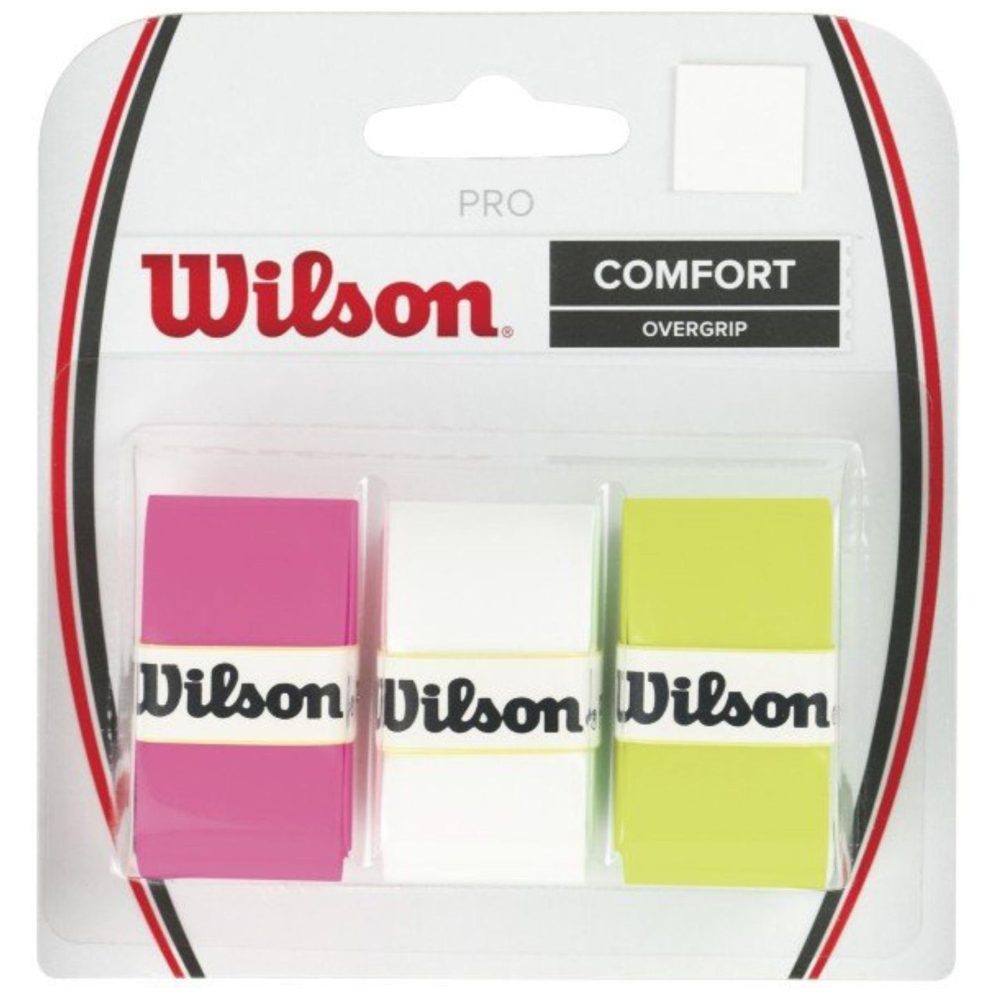 Wilson Pro Overgrip-Comfort 3pk-Assorted-White/Green/Pink