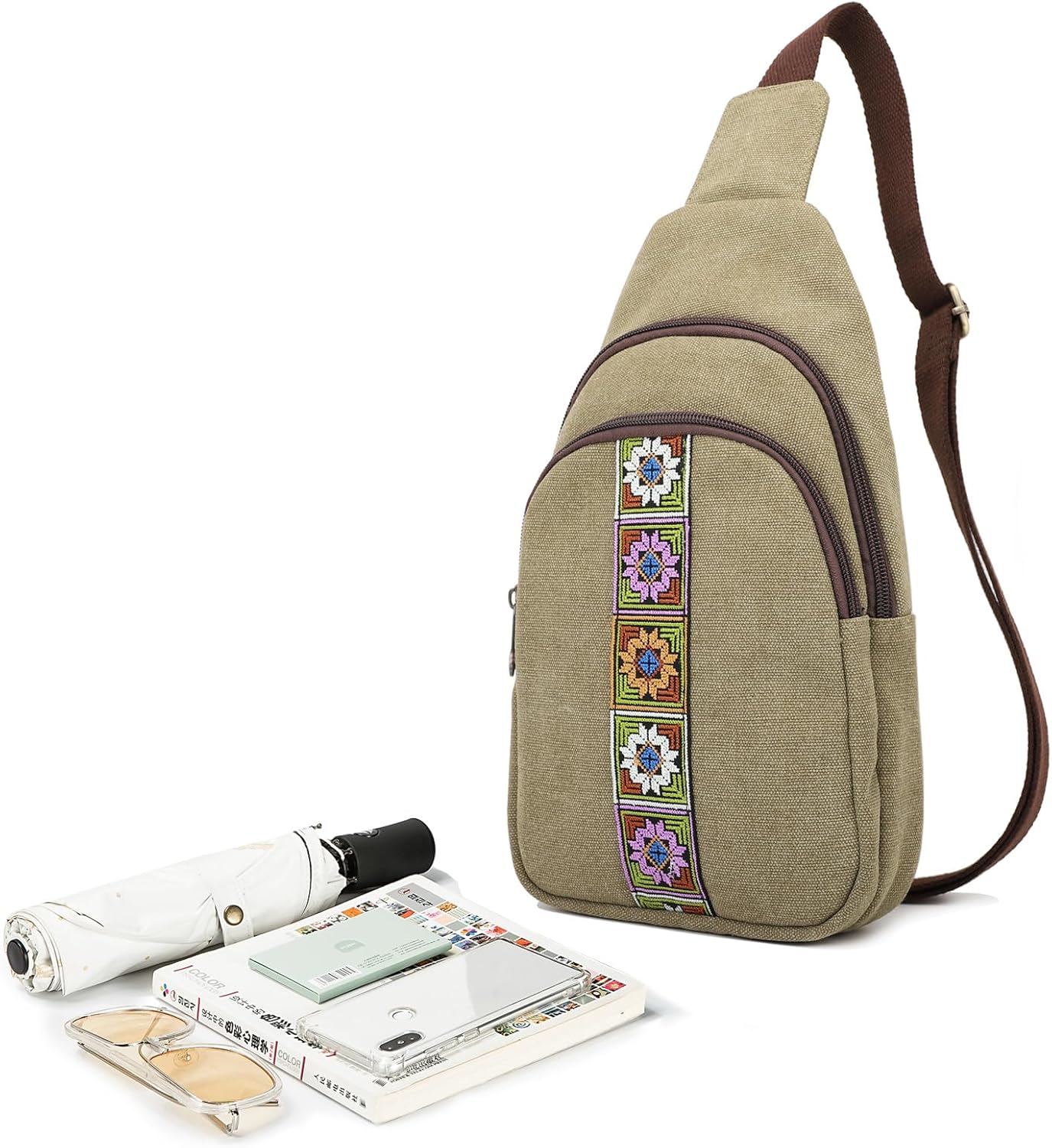 SILKAREA Canvas Sling Bag - Versatile Crossbody Purse for Travel & Hiking | Small Daypack Design