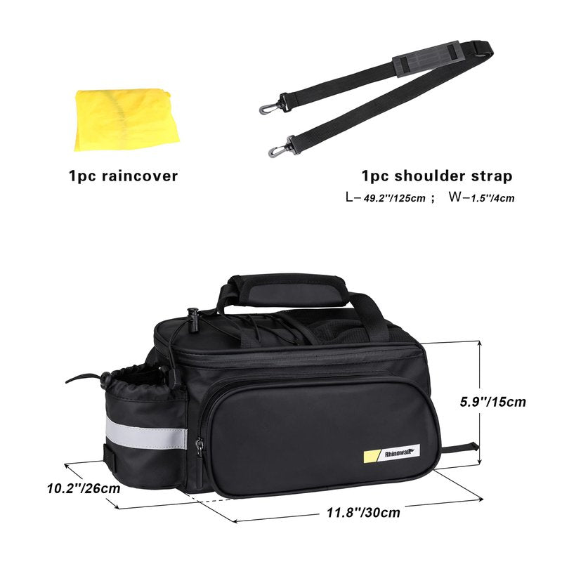 Rhinowalk Bike Trunk Bag 10L Bicycle Pannier Rear Rack Carrier Bag Bike Luggage Commuter Bag with Rain Cover Shoulder Strap